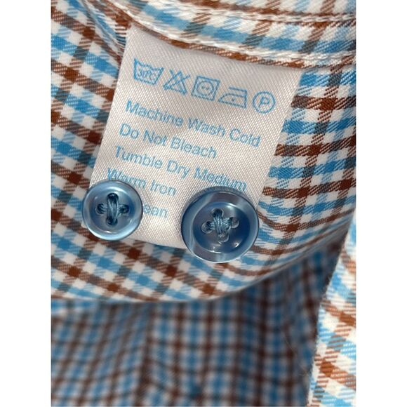 Twillory Button Down Shirt Check Plaid Men Size Medium White Blue Tailored Fit - Picture 9 of 11